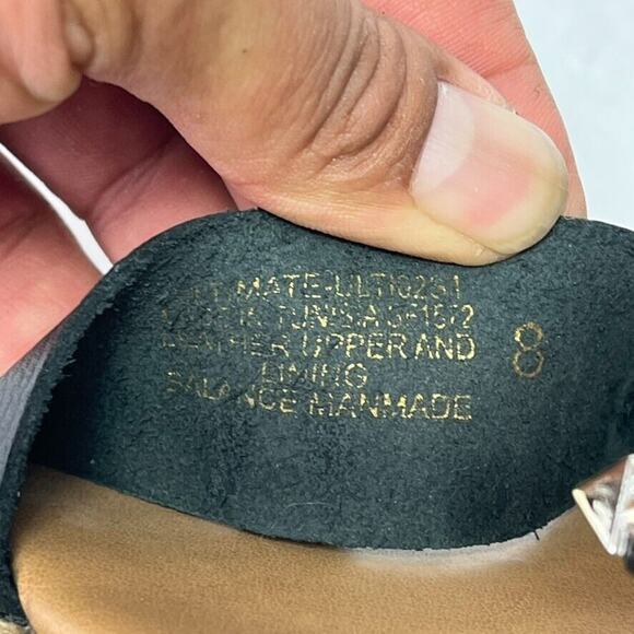 Steve Madden Sandal Womens 8 Black Studded Leather Ankle Strap Espadrille Buckle - Picture 7 of 10